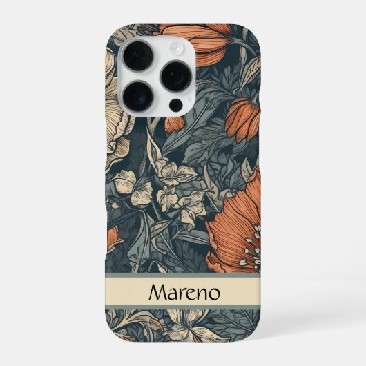 ムーディーなヴィンテージの花柄 iPhoneケース (裏面)