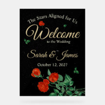 ムーディーな星空の深紅のバラの結婚式 