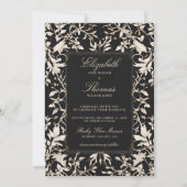 ムーディーな森林の葉のフレーム 現代クラシックウェディング 招待状 (正面)