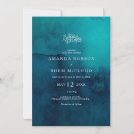 ムーディーな海の水彩フェルトエクリュオールインワン 招待状