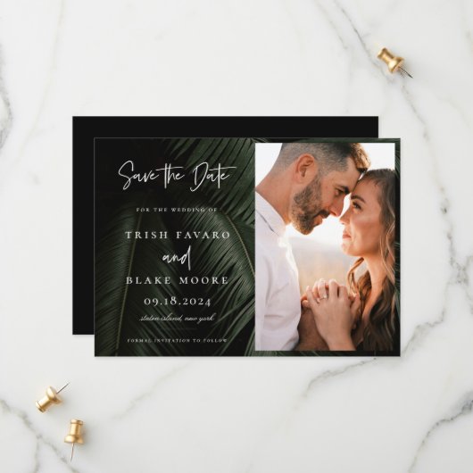 ムーディーな熱帯の写真 セーブザデート (正面/裏面インサイチュ)