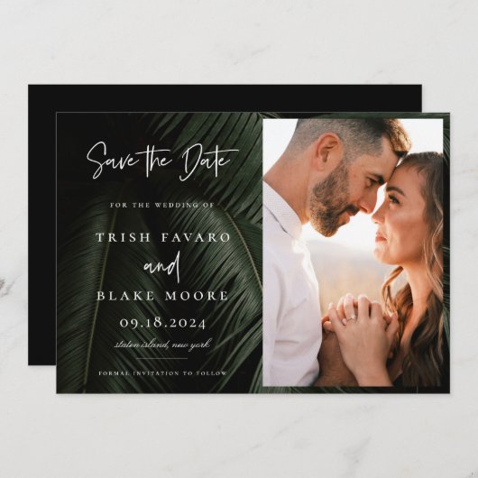 ムーディーな熱帯の写真 セーブザデート (正面/裏面)