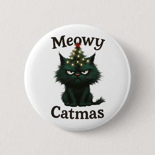 ムーディーな猫のクリスマス 缶バッジ (正面)