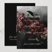 ムーディーな花のウェディング・セーブ・ザ・デート（QRコード付き） 招待状 (正面/裏面)