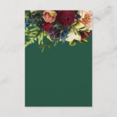 ムーディーな花のバーガンディとエメラルドのウェディング詳細 エンクロージャーカード (裏面)