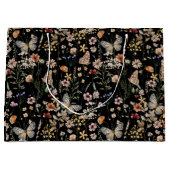 ムーディーな野の花と蝶のウェディングギフトバッグ ラージペーパーバッグ (正面)