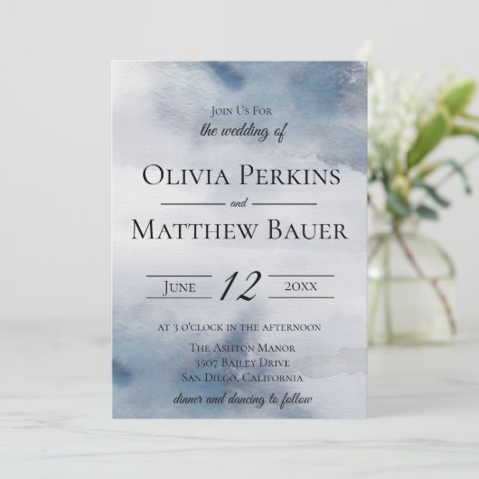 ムーディーウォーターカラーウォッシュ結婚式招待状 招待状 (スタンド正面)