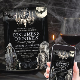 ムーディーゴシックハロウィンコスチュームカクテルパーティー 招待状