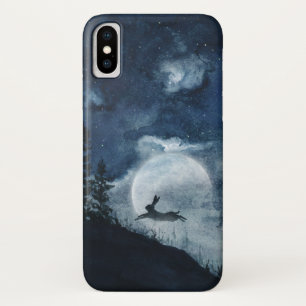ムーディースブルーナイトスカイフルムーンハレシルエット iPhone X ケース