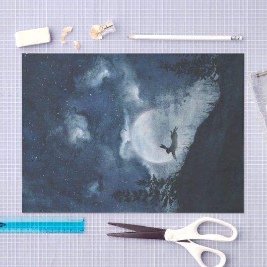 ムーディースブルーナイトスカイ満月の切り離し 薄葉紙 (クラフト)