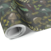 ムーディースマッシュルームダークセージ未熟茶グレーグリーン ラッピングペーパー (ロールコーナー)