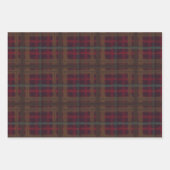 ムーディースマッシュルームバーガンディとグリーンプレイド ラッピングペーパーシート (正面3)