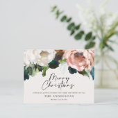 ムーディーダークフローラモダンエレガントクリスマスホリデー シーズンポストカード (スタンド正面)