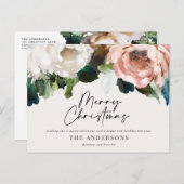 ムーディーダークフローラモダンエレガントクリスマスホリデー シーズンポストカード (正面/裏面)