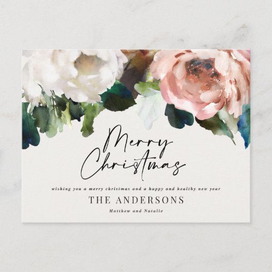 ムーディーダークフローラモダンエレガントクリスマスホリデー シーズンポストカード (正面)