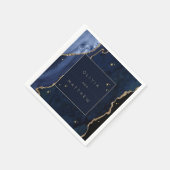 ムーディーネイビーセレストियलウェディング スタンダードカクテルナプキン (角)