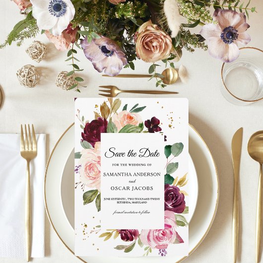 ムーディーバイオレットフラワー | ラスティックウォーターカラー セーブザデート