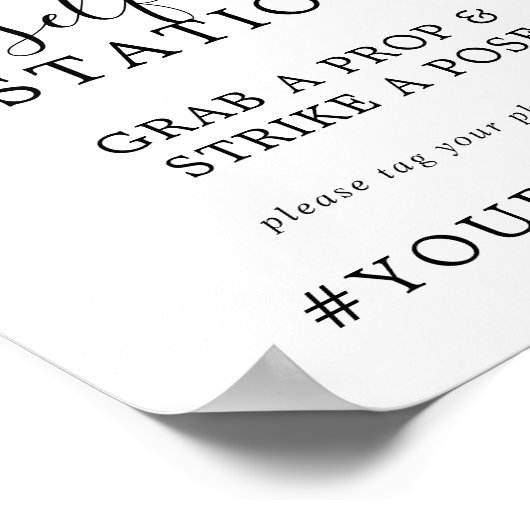 ムーディーパープルのセルフィーステーション結婚式ハッシュタグサイン ポスター (角)