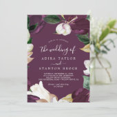 ムーディーパープルの花々 | プラム 結婚式 招待状 (スタンド正面)