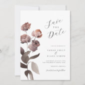 ムーディーパープルの花の結婚式 Save the Date 招待状 (正面)