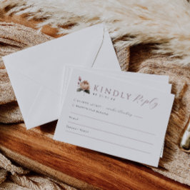 ムーディーパープルローズの結婚式招待状 RSVP 返信カード