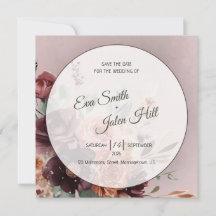 ムーディーフォールフラワースタイルの結婚式延期案内カード