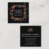 ムーディーフローラ水彩|黒 スクエア名刺 (正面/裏面)