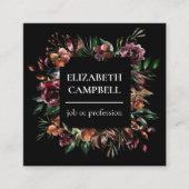 ムーディーフローラ水彩|黒 スクエア名刺 (正面)