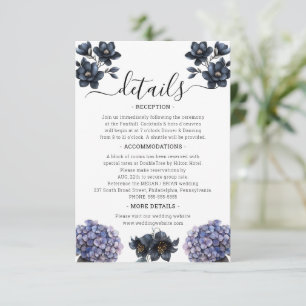 ムーディーブラックフラワースクリプト 結婚式の詳細 エンクロージャーカード