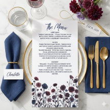 ムーディーブルガンディーとブルーの花柄