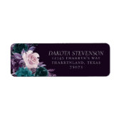 ムーディーボホ | ダークエッグプラントパープルとターコイズの花 ラベル (正面)