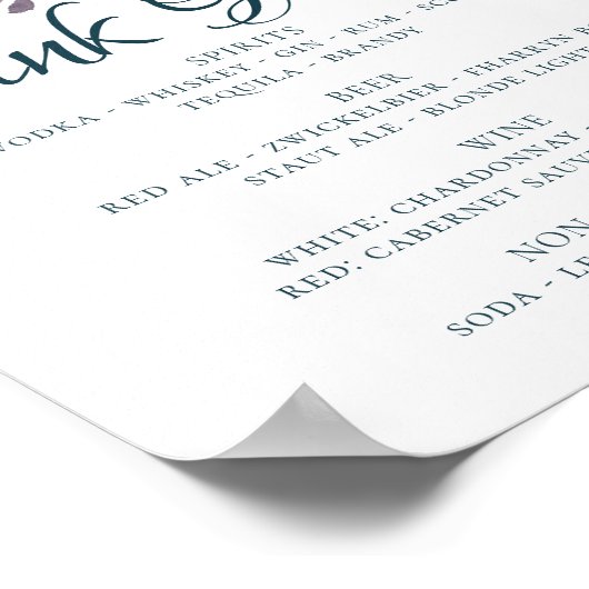 ムーディーボホ | ティール フラワーガーランド ドリンクチョイス ポスター (角)