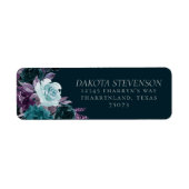 ムーディーボホ | ディープティールとパープルの花束住所ラベル ラベル (正面)