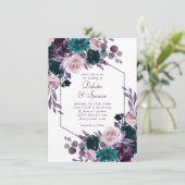 ムーディーボホ | ナス紫シルバーフレームブーケ 招待状 (スタンド正面)