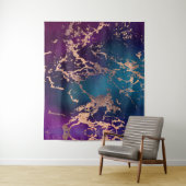 ムーディーラックス大理石 | ディープパープルとターコイズ ローズゴールド タペストリー (インサイチュ)