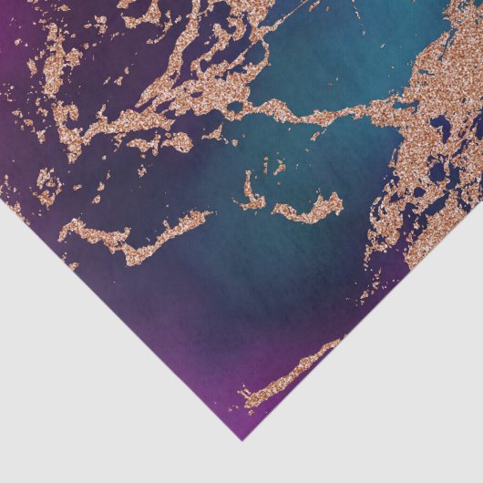 ムーディーラックス大理石 | 深い紫とターコイズのローズゴールド 薄葉紙 (詳細)