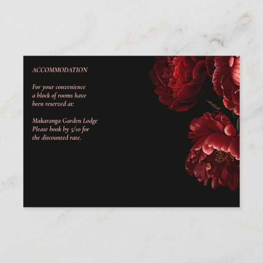 ムーディー暗いヴィンテージ結婚の花の詳細 エンクロージャーカード (裏面)