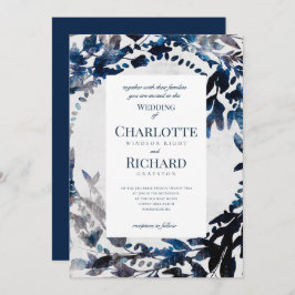 ムーディー花模様水結婚彩画 招待状