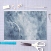 ムーディー青い水色の空の星三日月 薄葉紙 (クラフト)