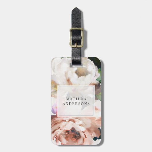 ムーディー·アクリル·フローラ·ポエレガントニー ラゲッジタグ (正面縦)
