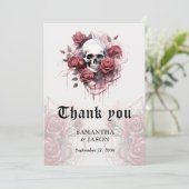 ムーディー ゴシック フラワースカル ハロウィン ウェディング サンキューカード (スタンド正面)