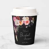 ムーディー ダーク フラワーズ & グリーン ブライダル シャワー 紙コップ (裏面)