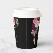 ムーディー ダーク フラワーズ & グリーン ブライダル シャワー 紙コップ (右)