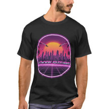 ムーディー・フューチャー・レトロ・サンセットTシャツ