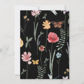 ムーディー ブラック ワイルドフラワー ラスティック フラワーズ ウェディング 招待状 (裏面)