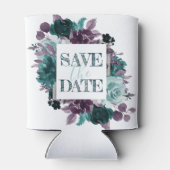 ムーディー ボーホー | ティールとパープルの花のSave the Date 缶クーラー (裏面)