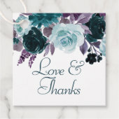 ムーディー·ボーホ|ティール（緑がかった色）パープルフローラリースありがとう フェイバータグ (正面)