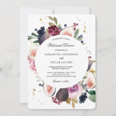 ムーディー&ラスティック バーガンディ フローラル&ベリー フレーム 招待状 (正面)