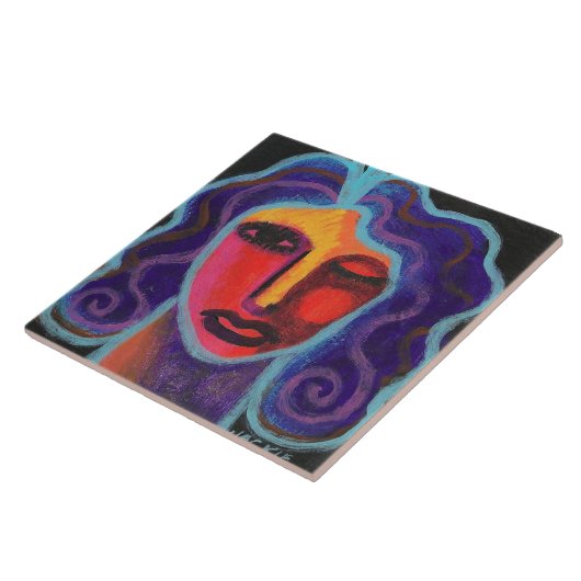 ムーディ抽象芸術ポートレートの女性 タイル (側面)