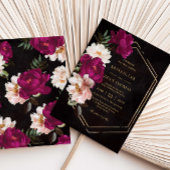 ムーディ明るい赤紫色ピンク赤面フローラ牡丹結婚ズ 招待状